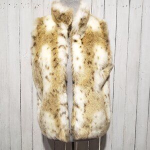 Vintage M Parkhurst Faux Fur Vest Cream 80s 90s Y2K Glam Indie Cabin Cozy Earthy